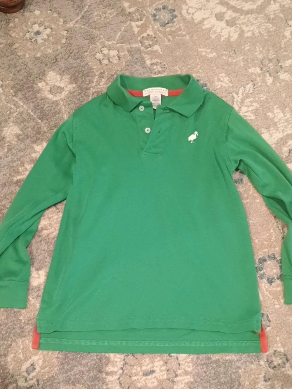 The Beaufort Bonnet Company Green Long-Sleeve Polo, White Stork